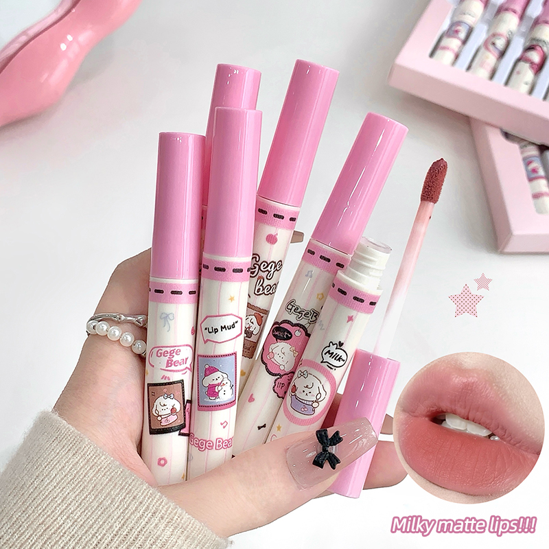 Matte Velvet Lip Tint Long Lasting - Conjunto de 6 Batons Líquidos Gege