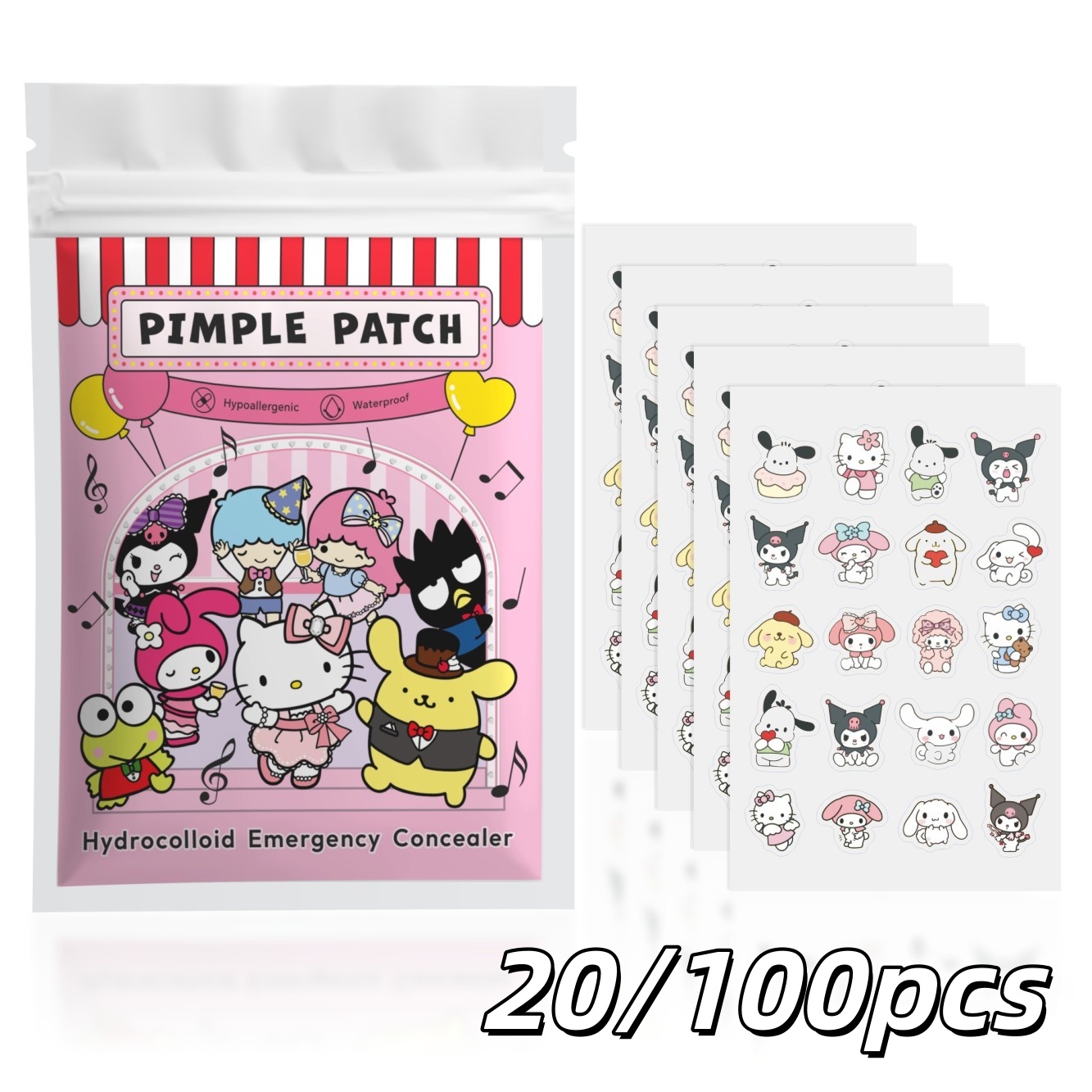 Hydrocolloid Pimple Patch - Conjunto de 20/100 Adesivos Hidrocoloidais Hello
