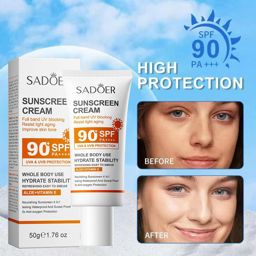 Spf 50 Waterproof Sunscreen - Sadoer Creme Protetor Solar Com Alta
