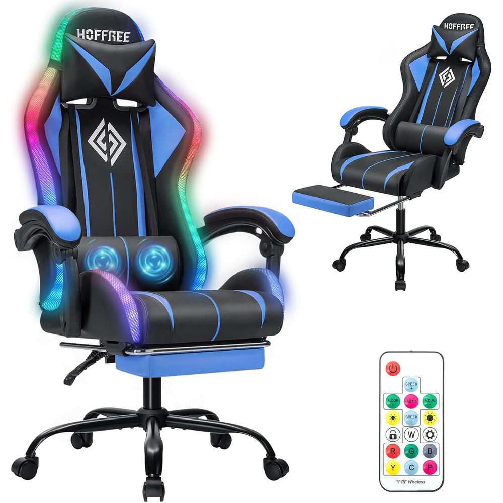 Massage - Cadeira Gamer LED com Massagem e