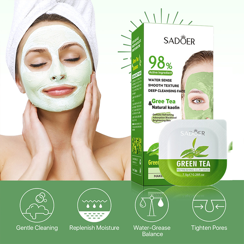 8 pçs chá verde limpeza máscar - Green Tea Cleansing Clay Mask avaliação e preço