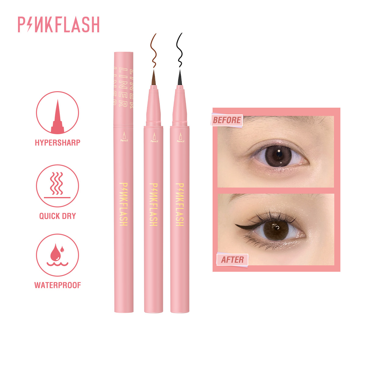 Pinkflash preto líquido lápis  - Waterproof Liquid Eyeliner Pen avaliação e preço